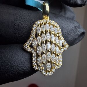 1.42ctw Moissanite Gold Over 925 Sterling Silver Hansa Pendant